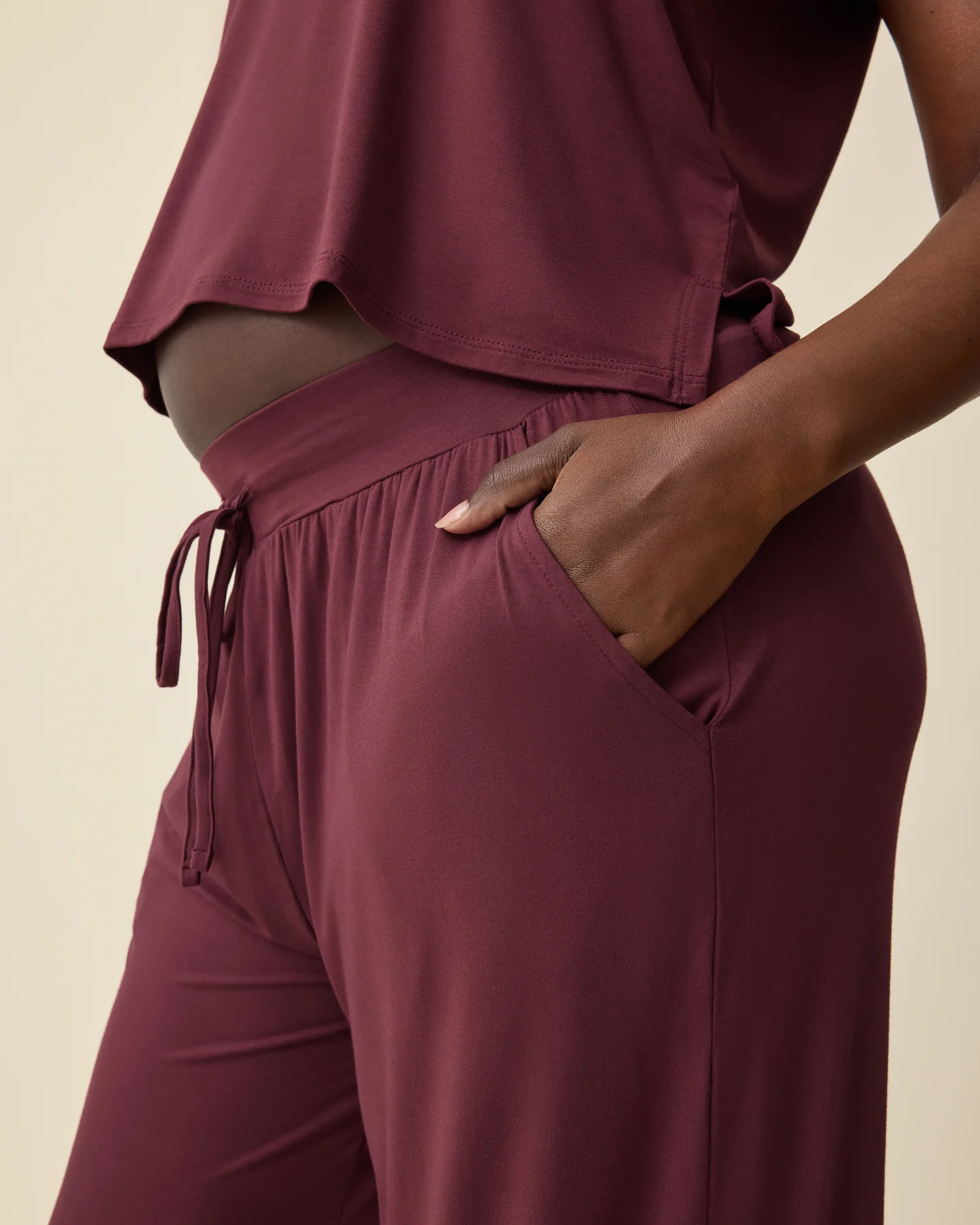 Aria Bamboo Casual Lounge Pant | Deep Burgundy - Image 3