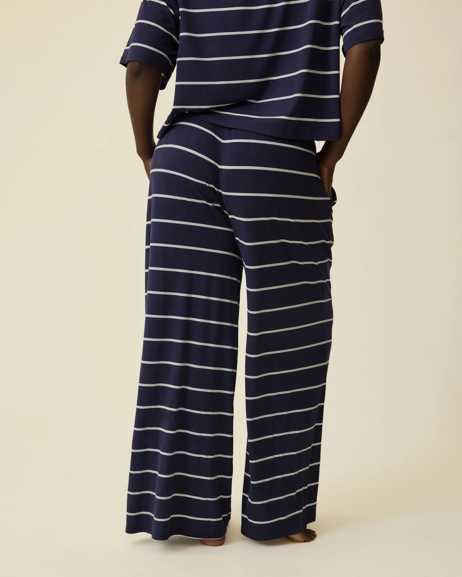 Aria Bamboo Casual Lounge Pant | Navy & White Stripe - Image 5