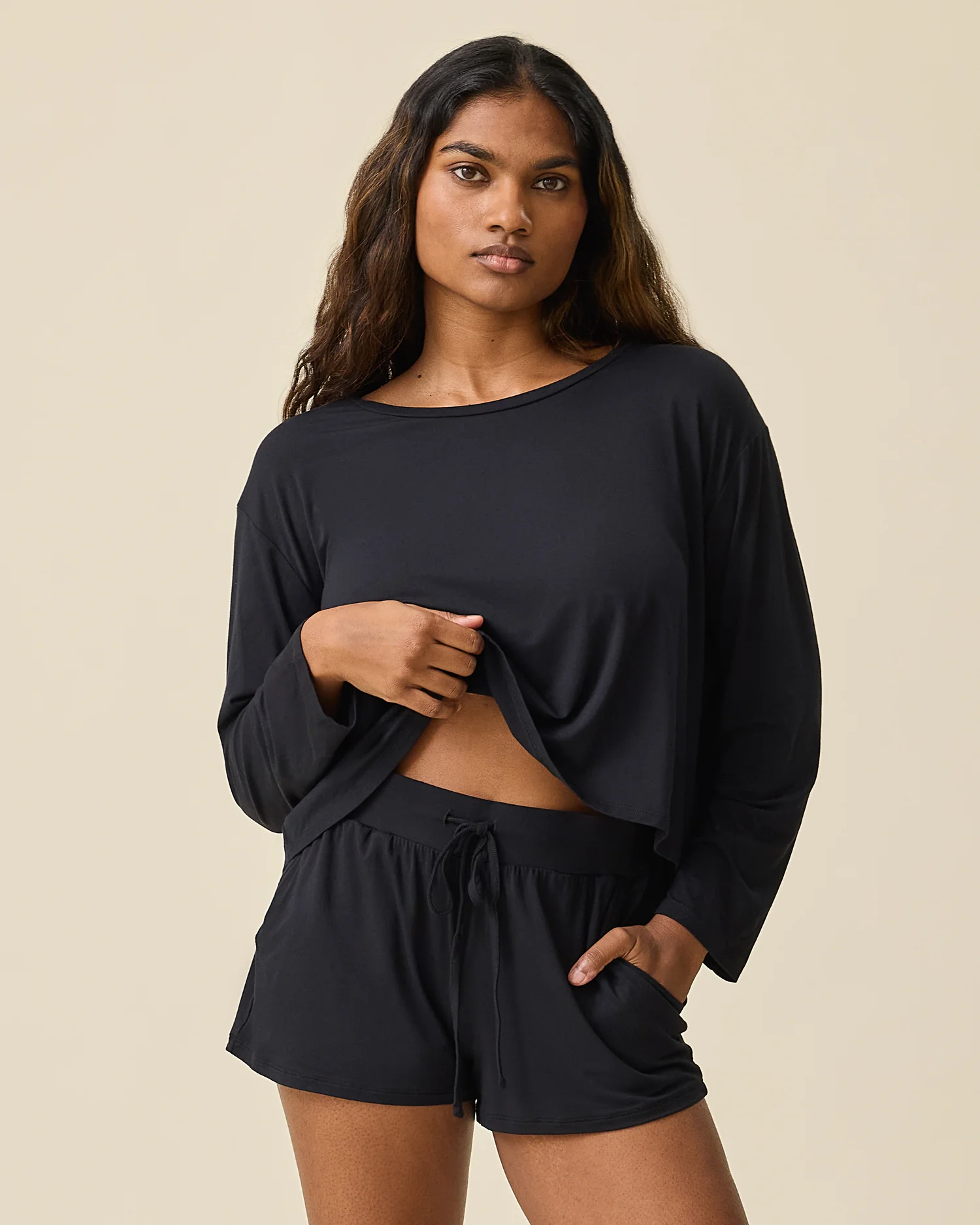 Aria Bamboo Casual Lounge Short | Black - Image 3