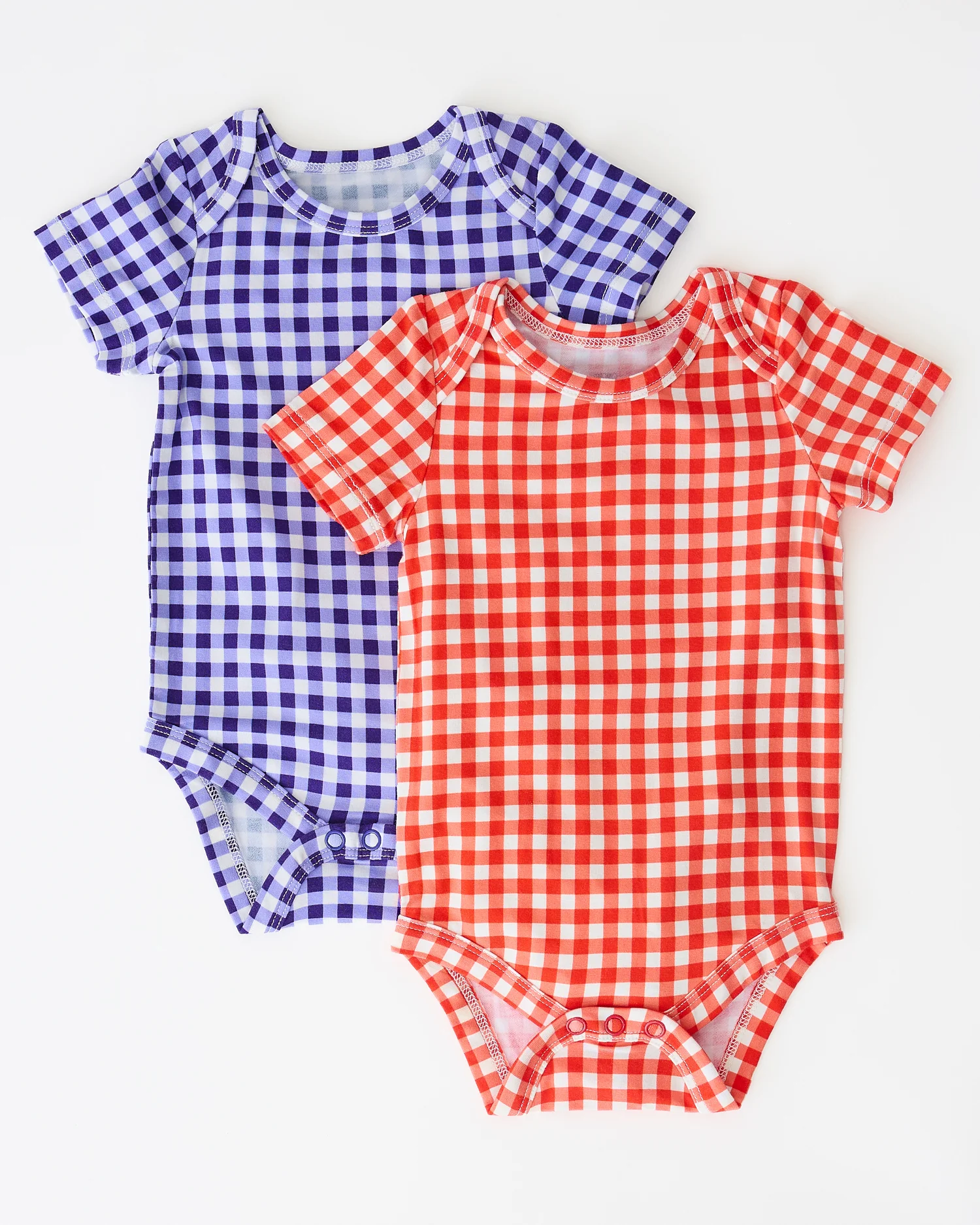 Baby Onesie Two-Pack | Red & Blue Gingham