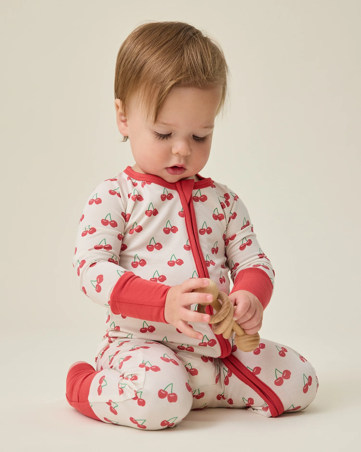 Bamboo Baby Pajama | Ivory Cherries - Image 3