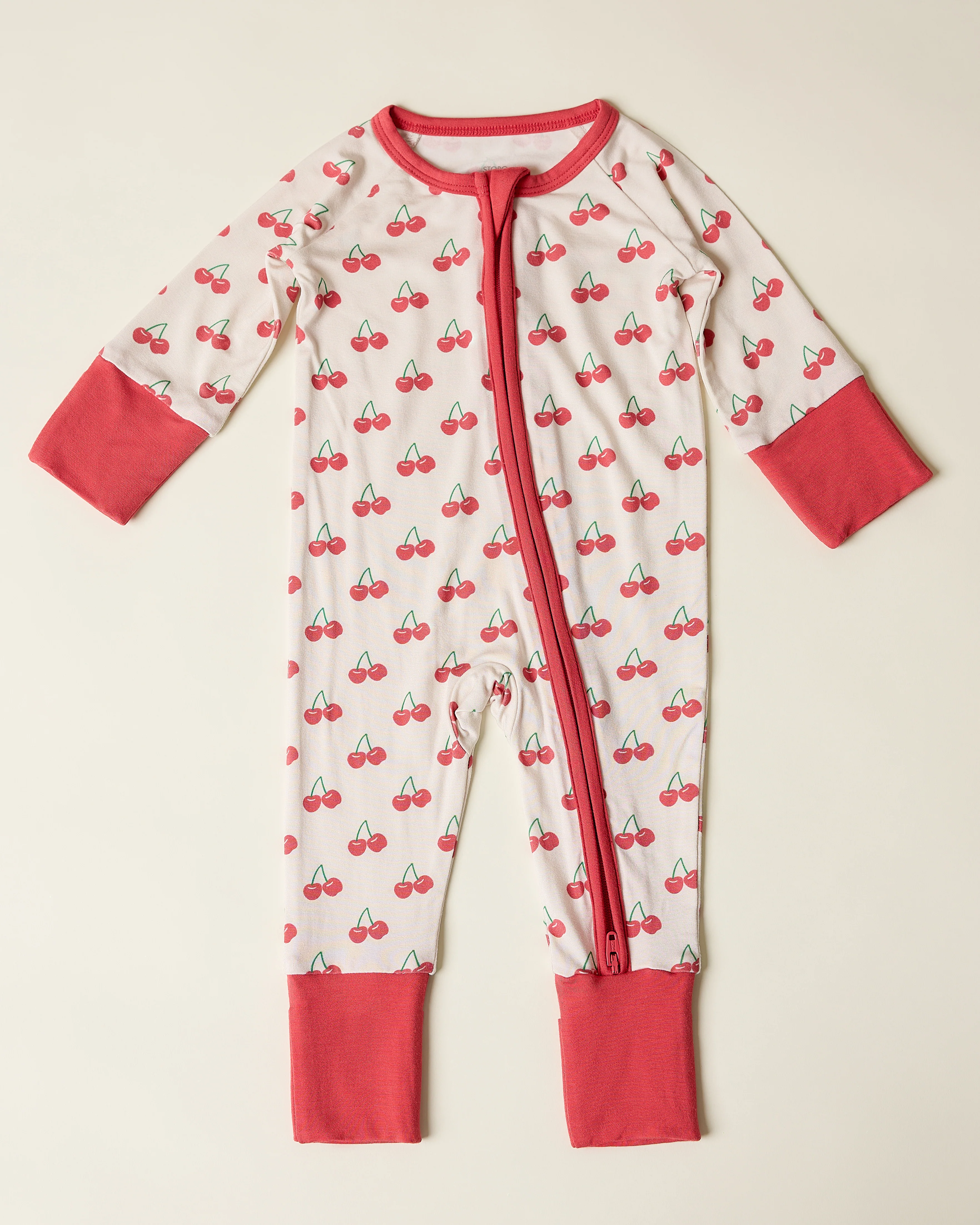 Bamboo Baby Pajama | Ivory Cherries - Image 6
