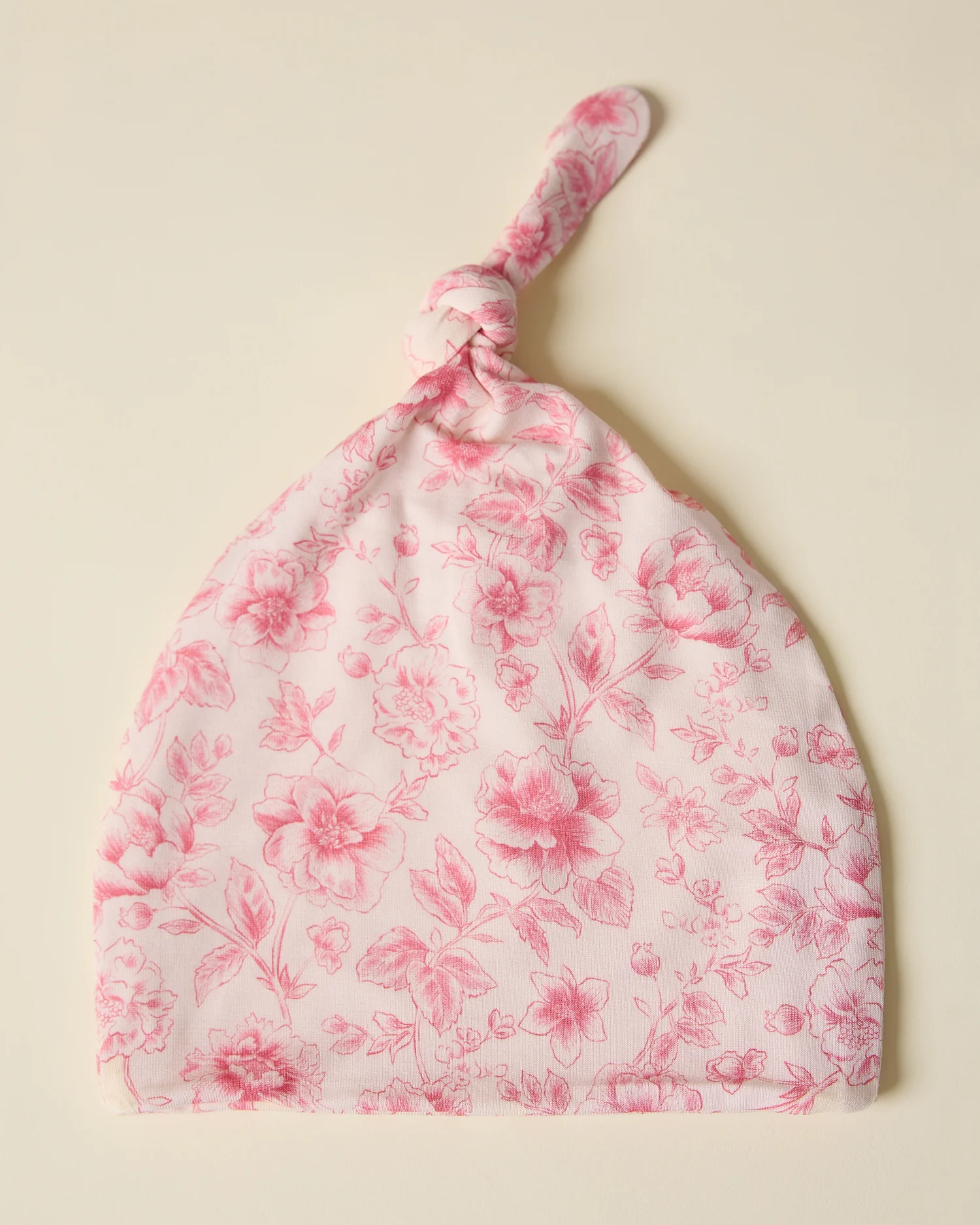 Bamboo Knotted Baby Gown & Hat | Pink Toile - Image 4