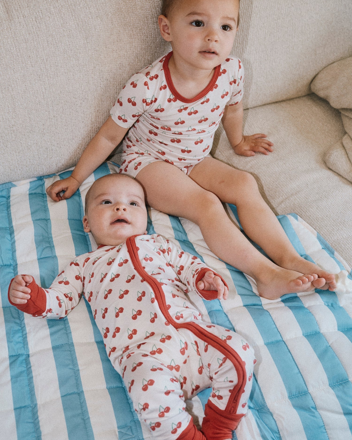 Bamboo Short Sleeve & Shorts Set | Ivory Cherries - Image 6
