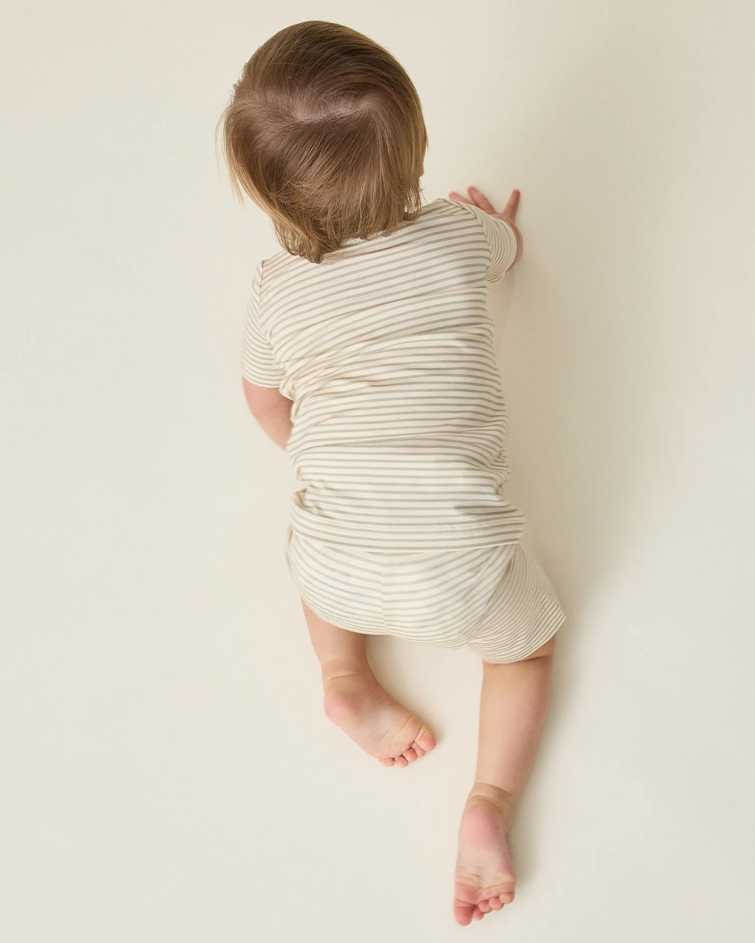 Bamboo Short Sleeve & Shorts Set | Sage Candy Stripe - Image 4