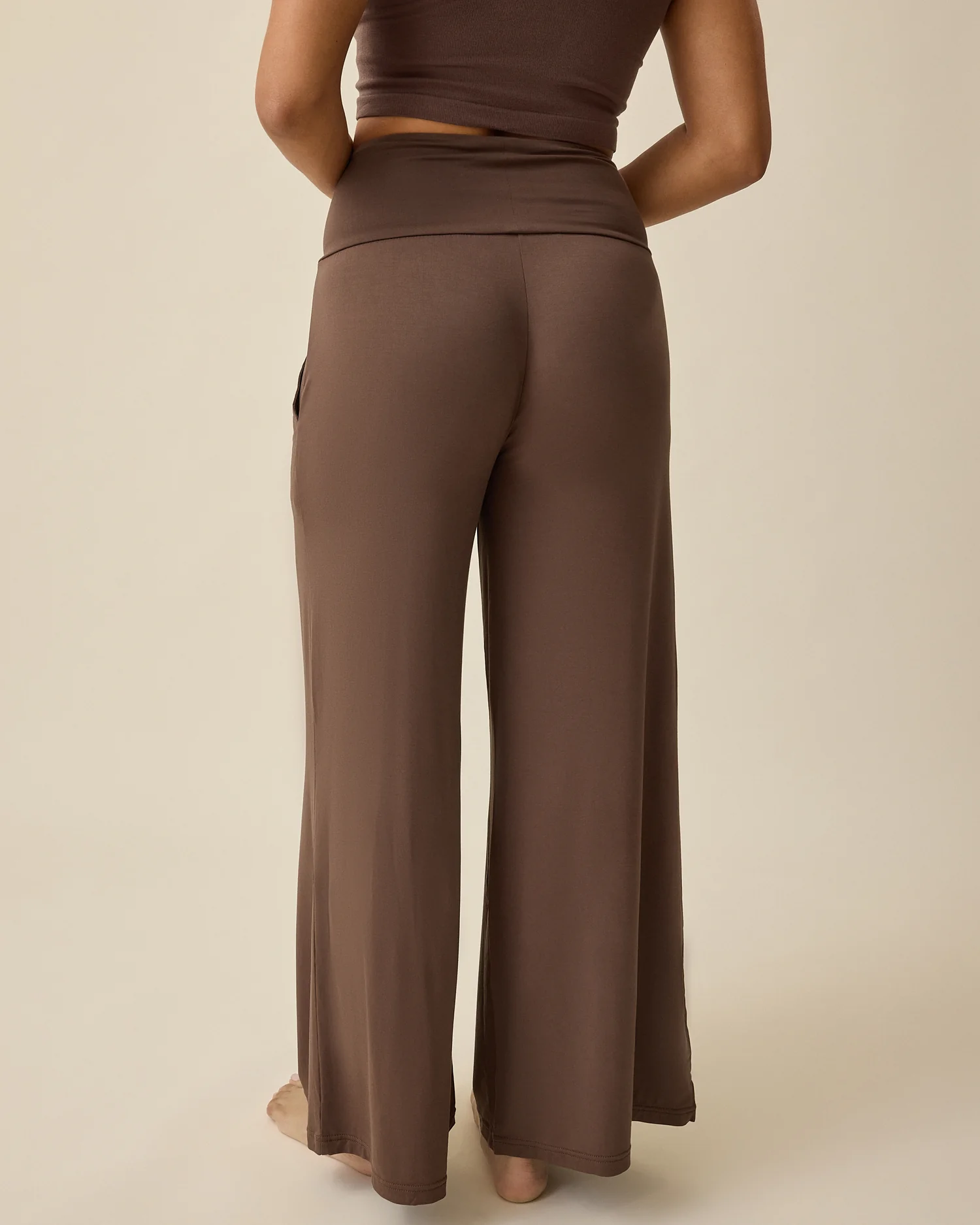 Bamboo Wide Leg Maternity & Postpartum Lounge Pant | Chocolate - Image 4