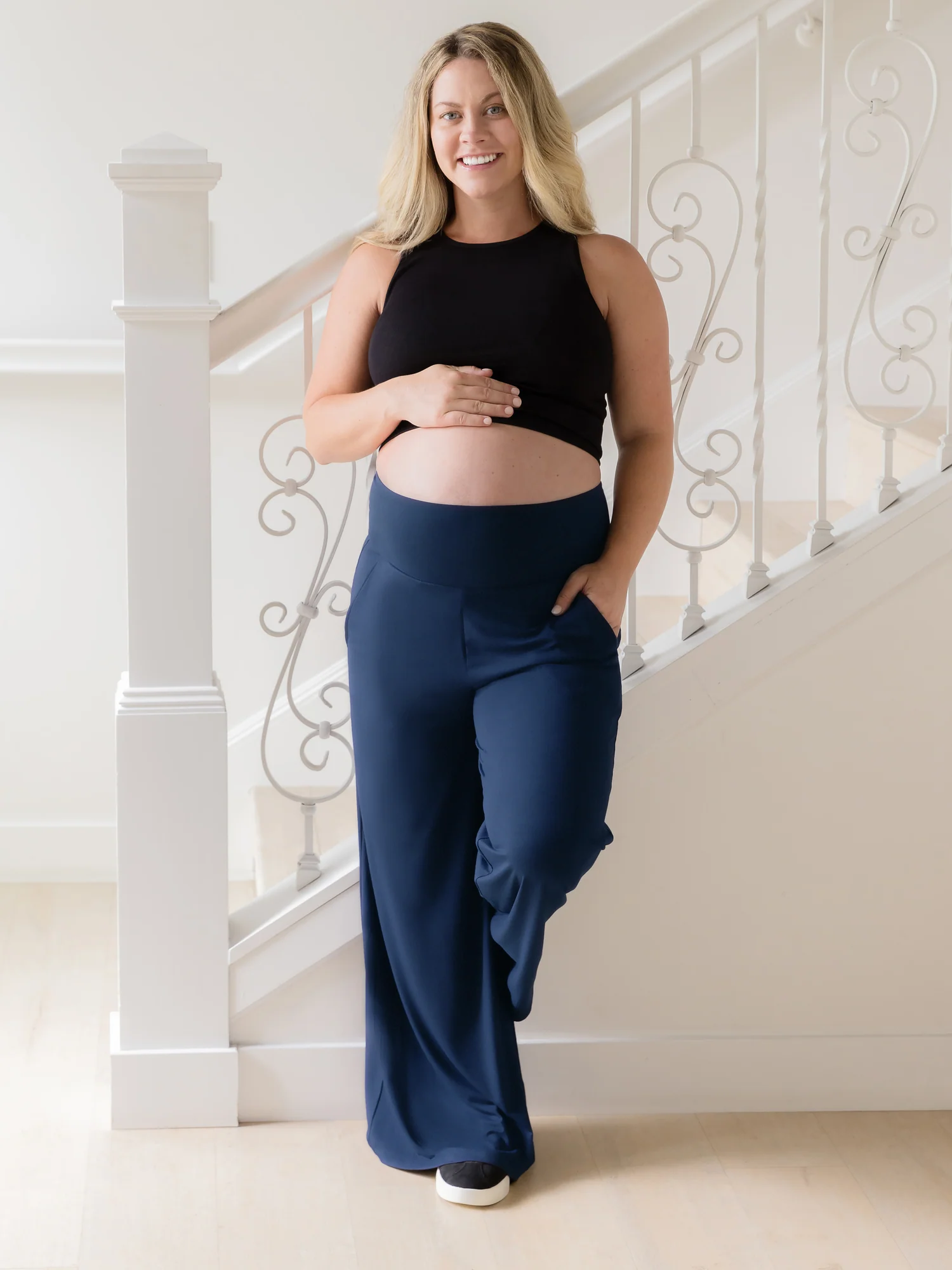 Bamboo Wide Leg Maternity & Postpartum Lounge Pant | Navy - Image 5