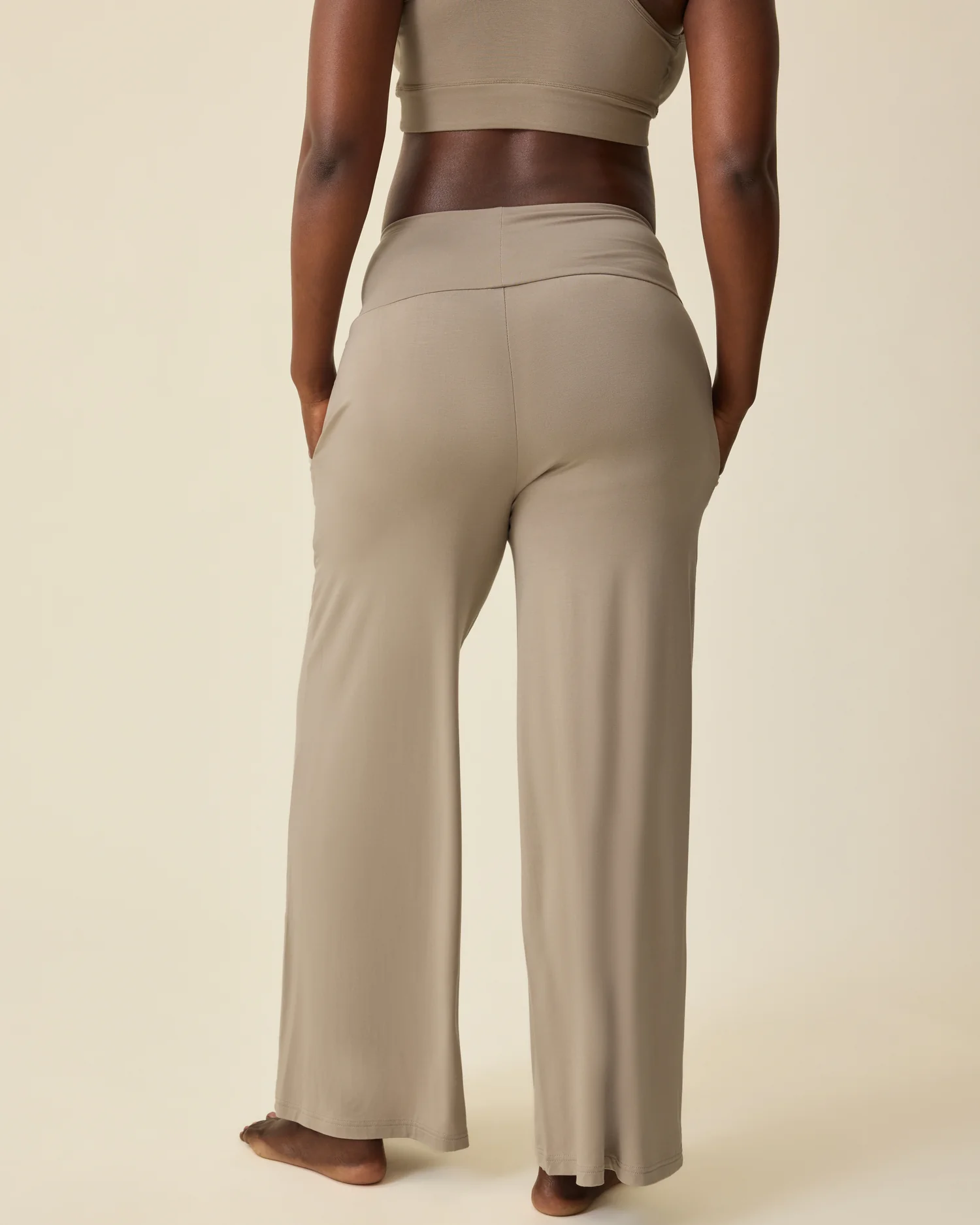 Bamboo Wide Leg Maternity & Postpartum Lounge Pant | Sandstone - Image 4
