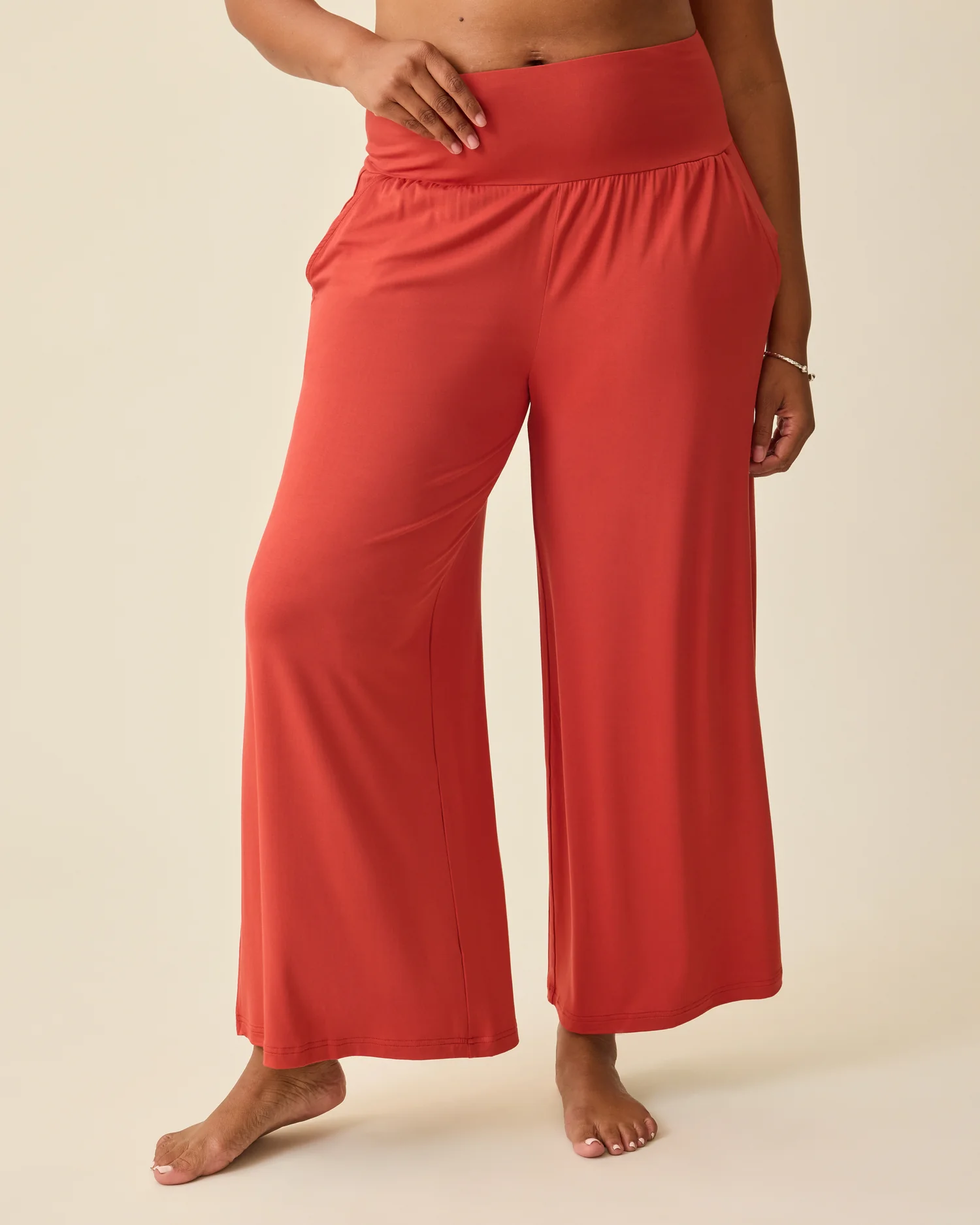 Bamboo Wide Leg Maternity & Postpartum Lounge Pant | Spice - Image 2