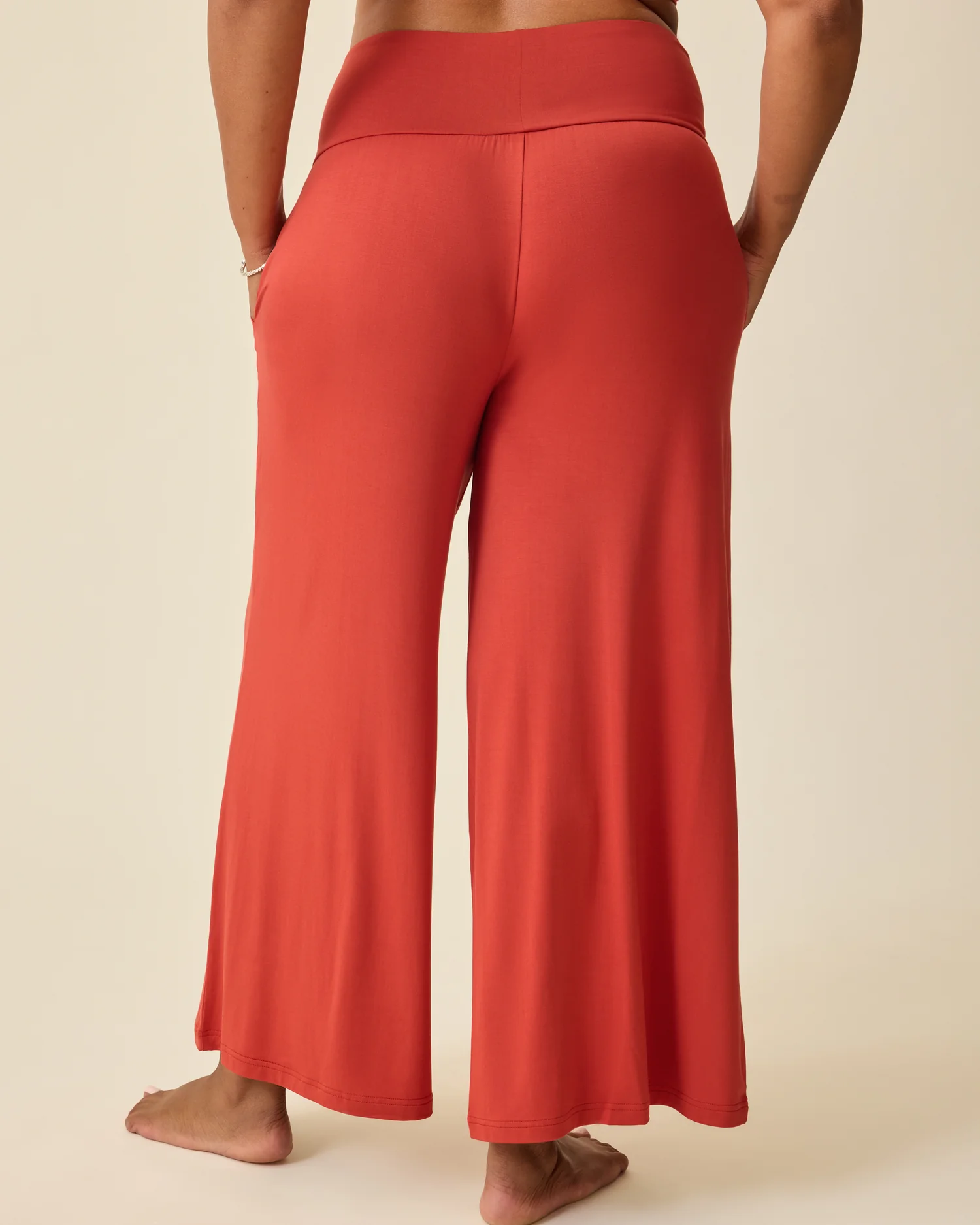Bamboo Wide Leg Maternity & Postpartum Lounge Pant | Spice - Image 4