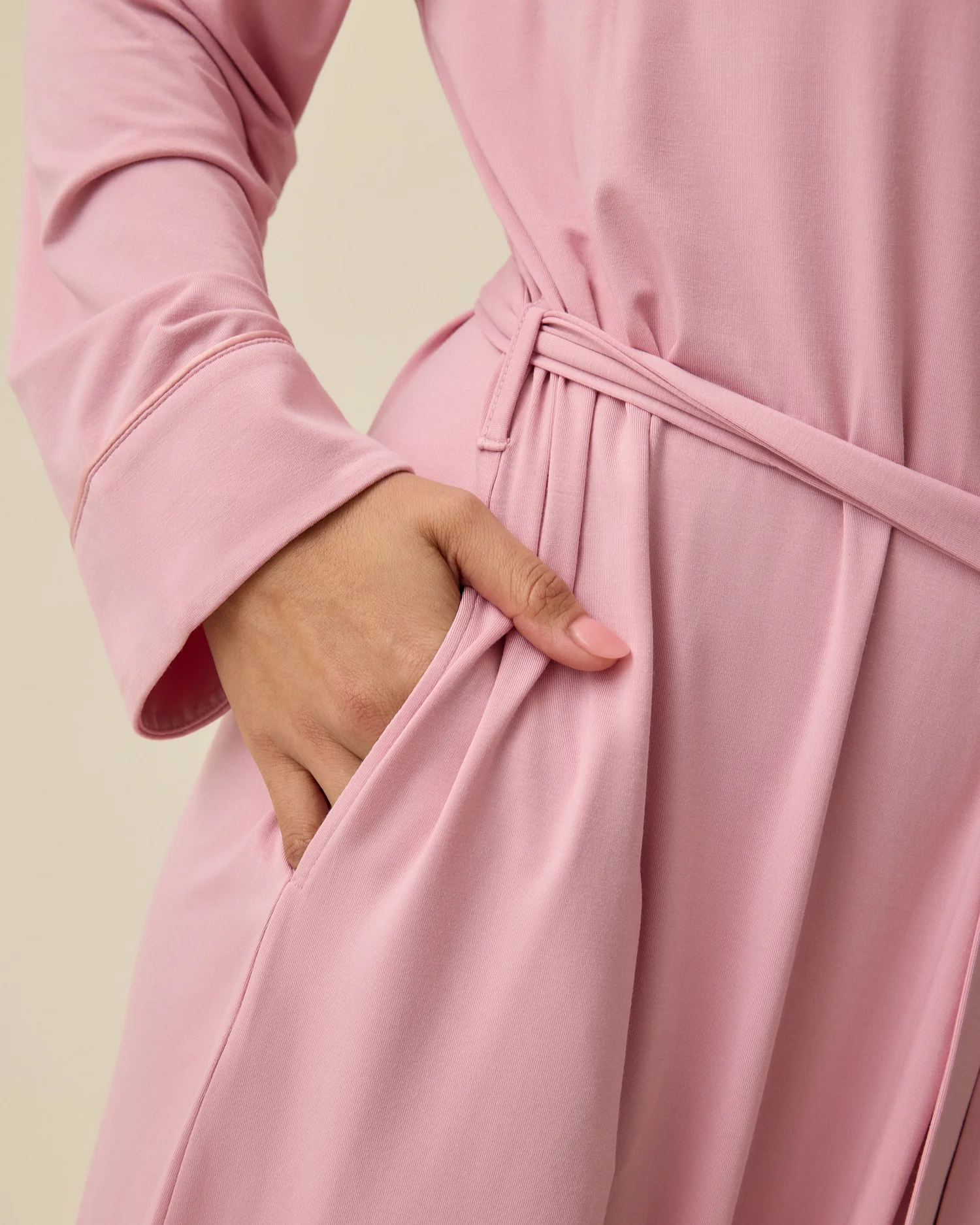 Clea Bamboo Robe | Light Mauve - Image 4