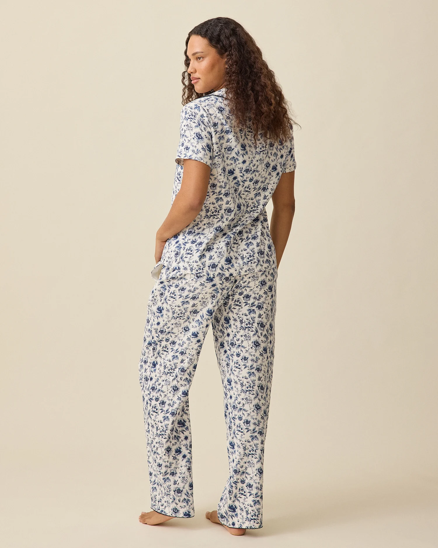 Cotton Bamboo Pajama Set | Navy Toile - Image 5