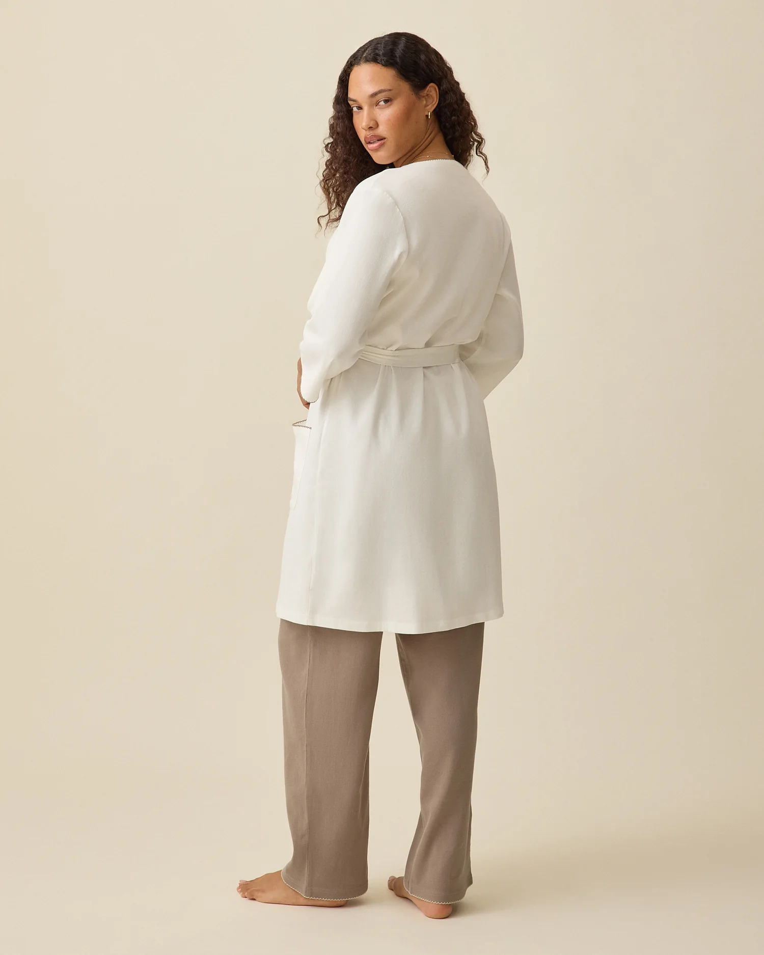 Cotton Bamboo Robe | Ivory - Image 5