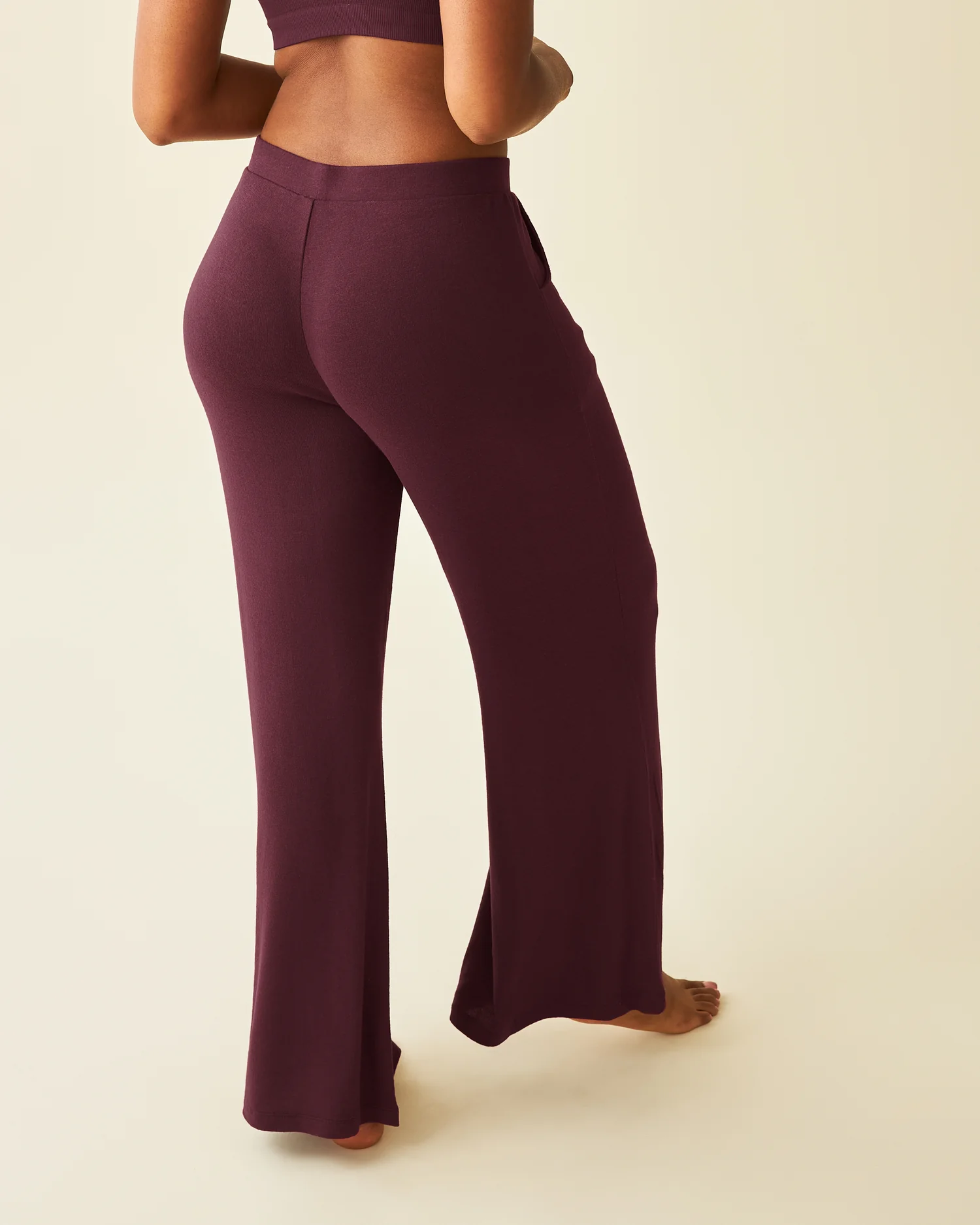 CozyKnit Wide Leg Lounge Pant | Deep Burgundy - Image 2