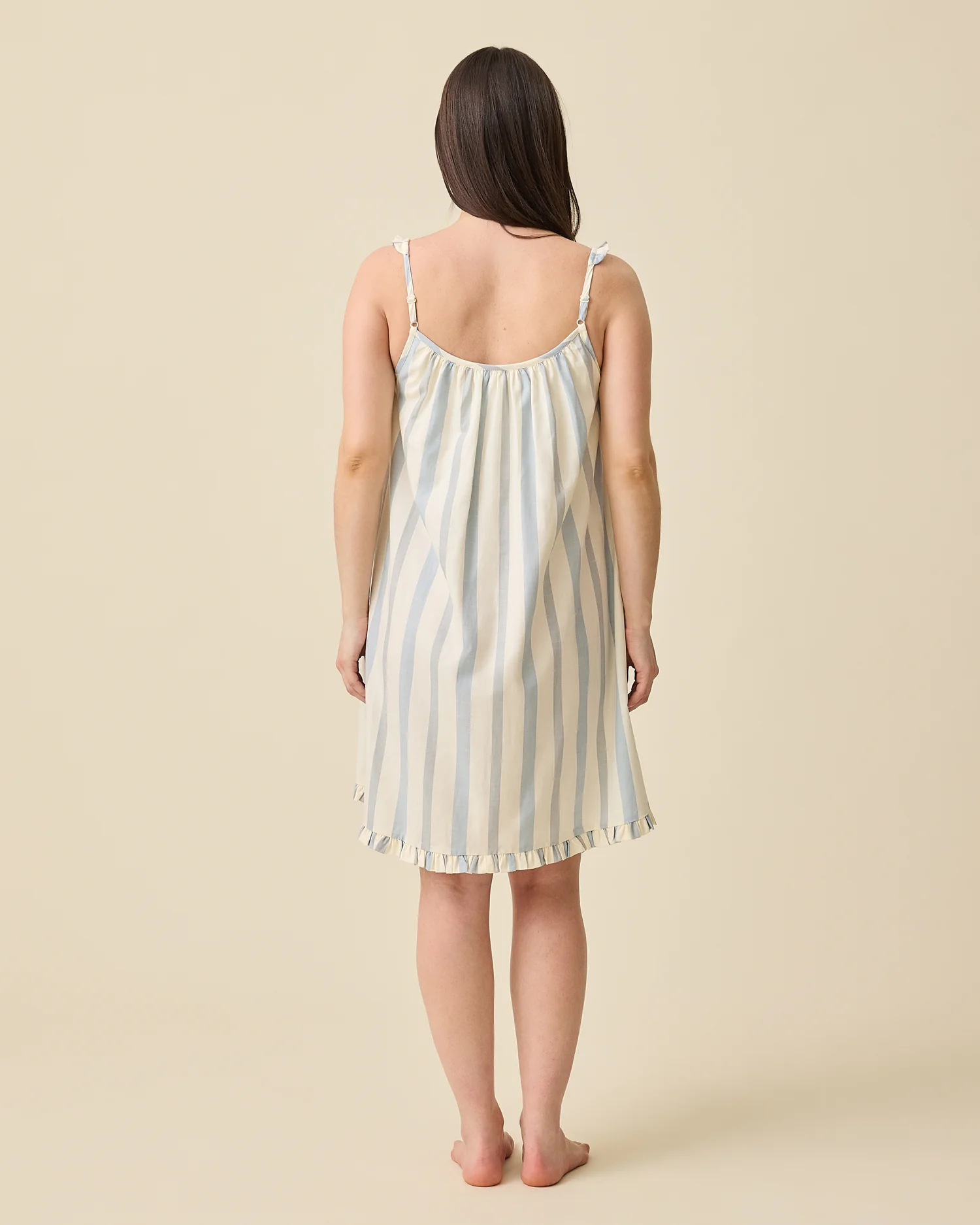 Dreamy Cotton Maternity & Nursing Nightgown | Vintage Blue Stripe - Image 6