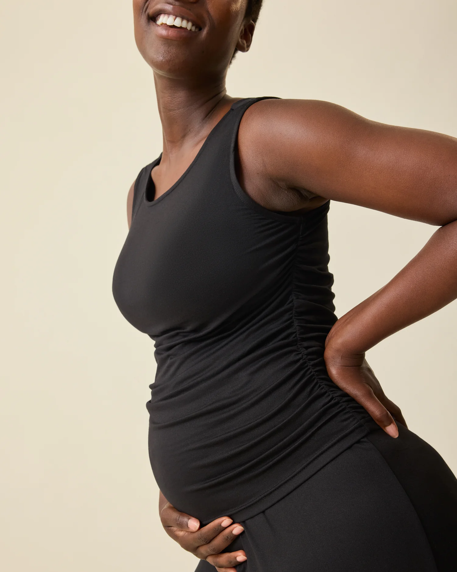 Drop-Waist Maternity & Nursing Maxi Dress | Black - Image 2