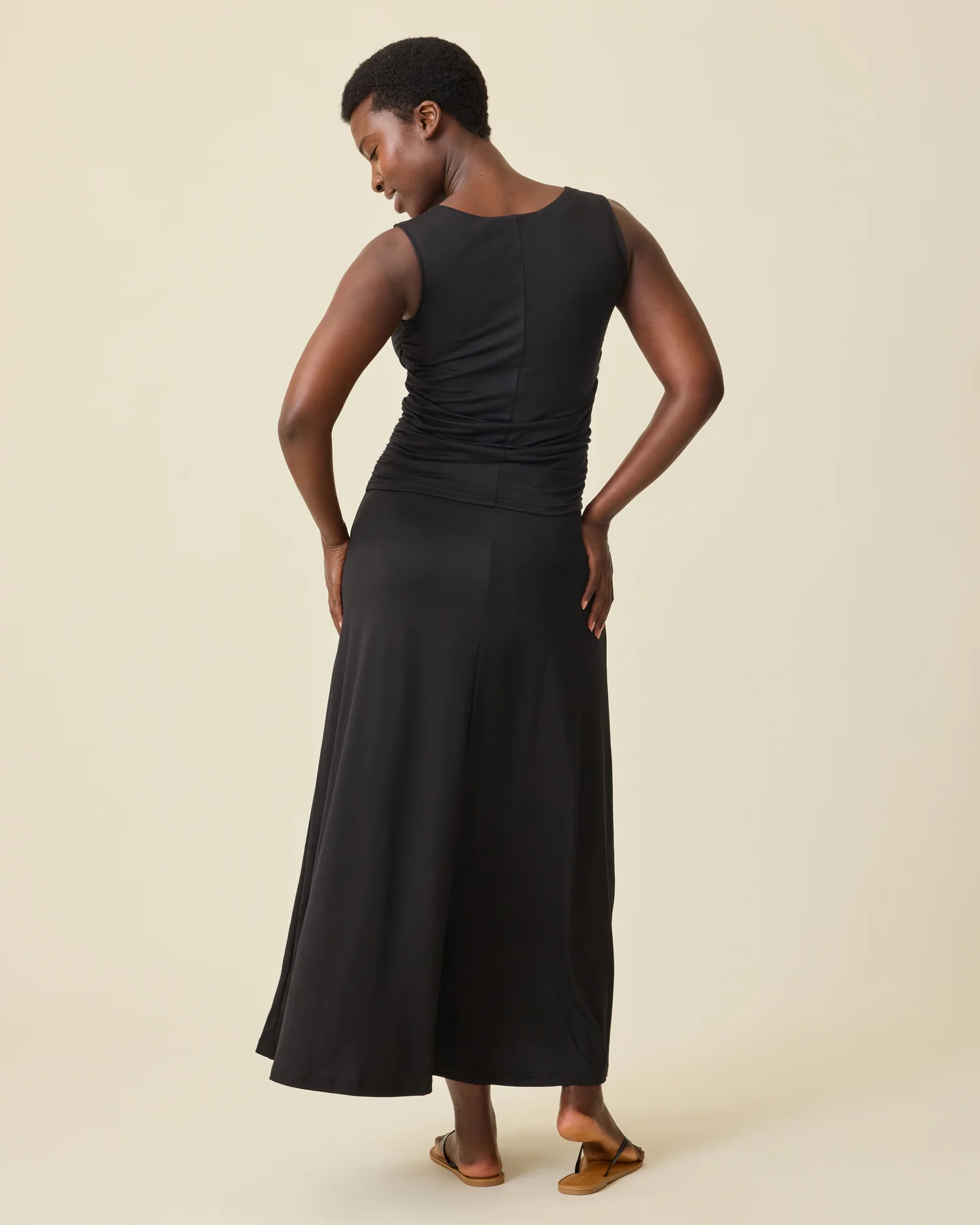 Drop-Waist Maternity & Nursing Maxi Dress | Black - Image 6