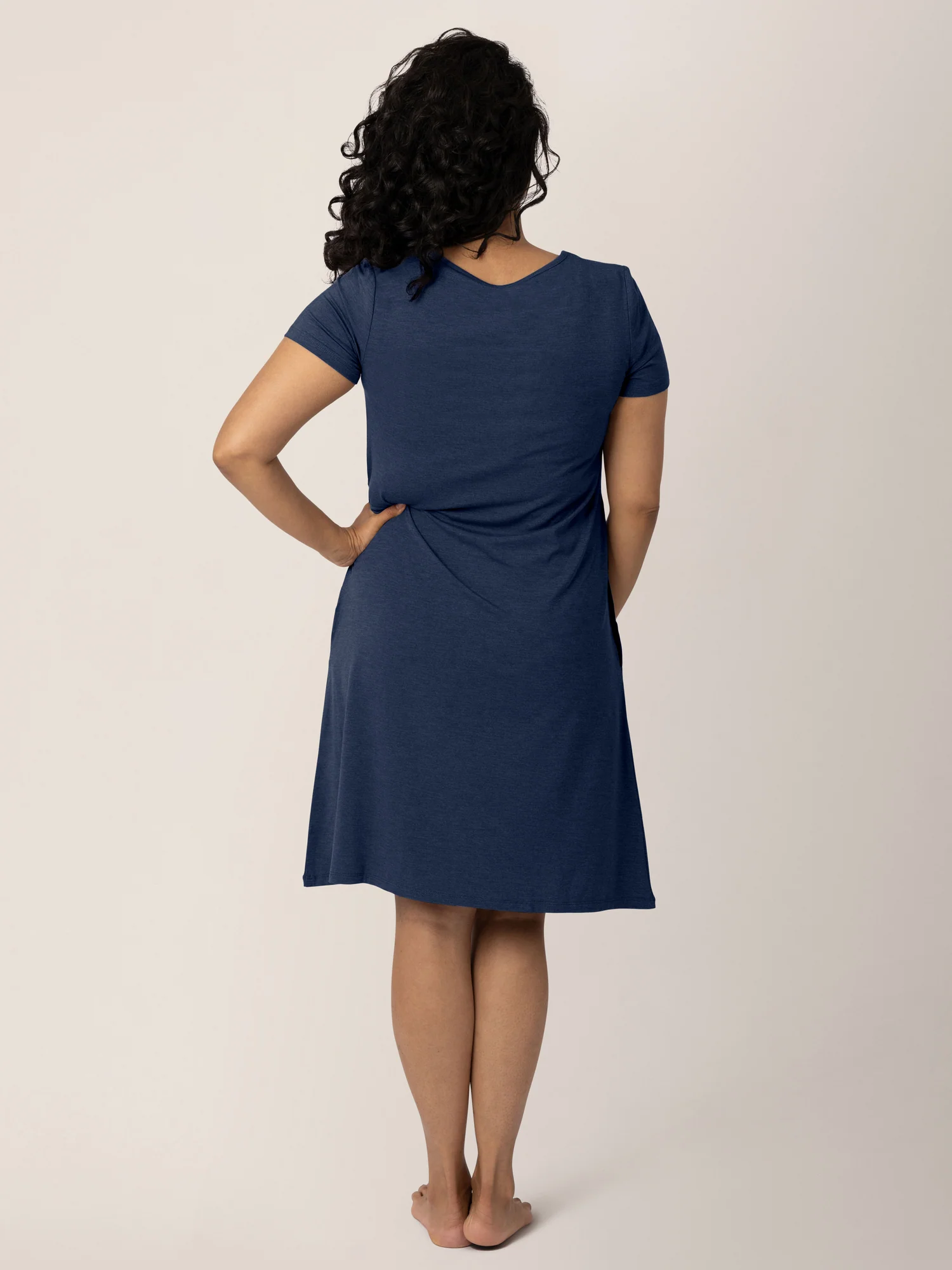 Eleanora Bamboo Maternity & Nursing Dress | Navy Heather - Image 3