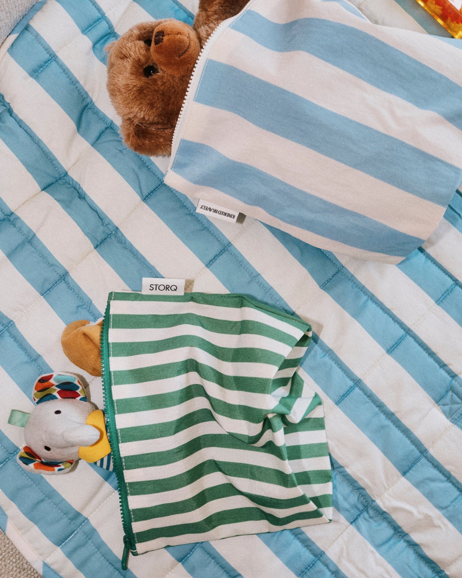 Inside/Outside Play Mat | Blue Wide Stripe - Image 6