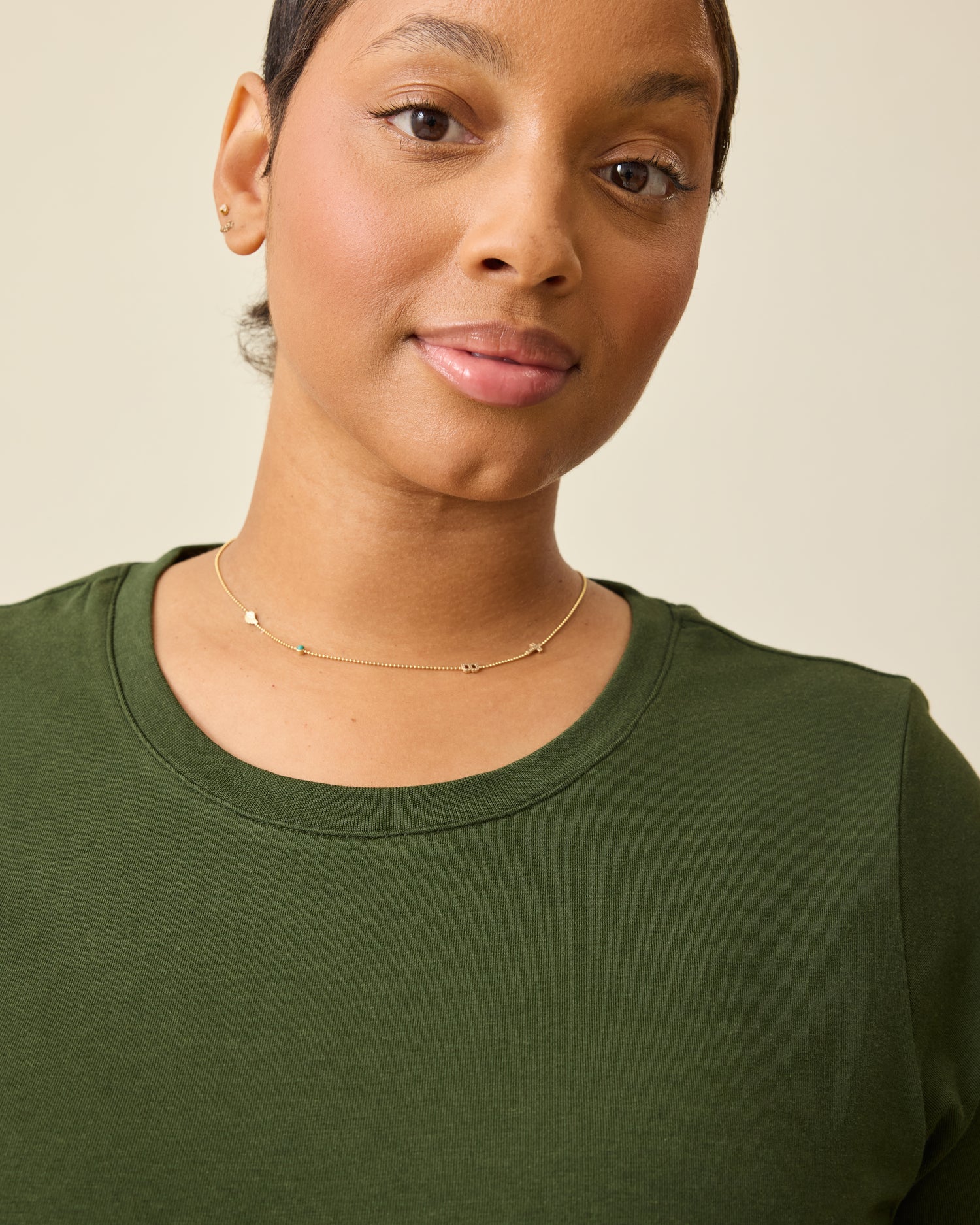 Modal Crew Neck Nursing T-shirt | Deep Olive - Image 3