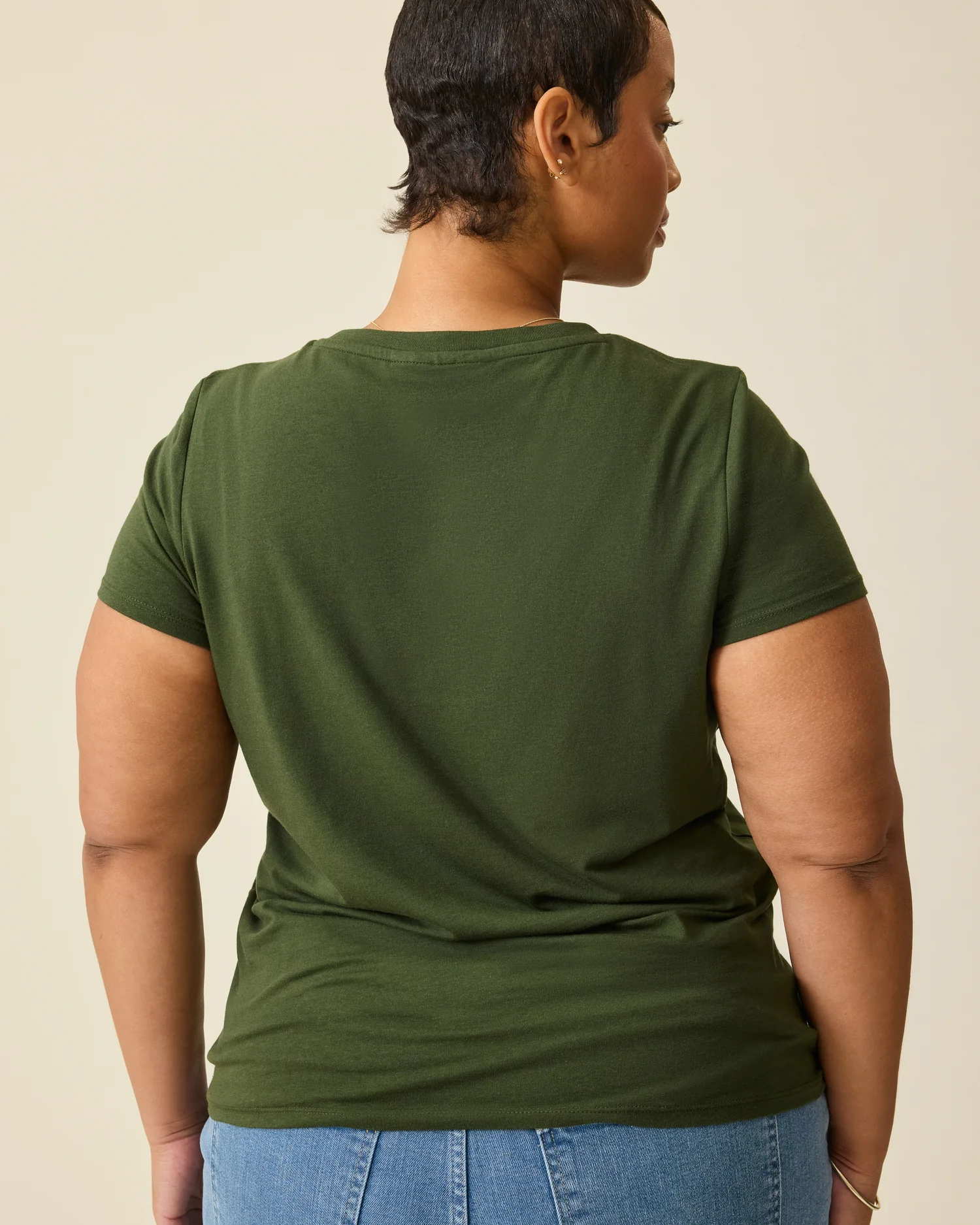 Modal Crew Neck Nursing T-shirt | Deep Olive - Image 4