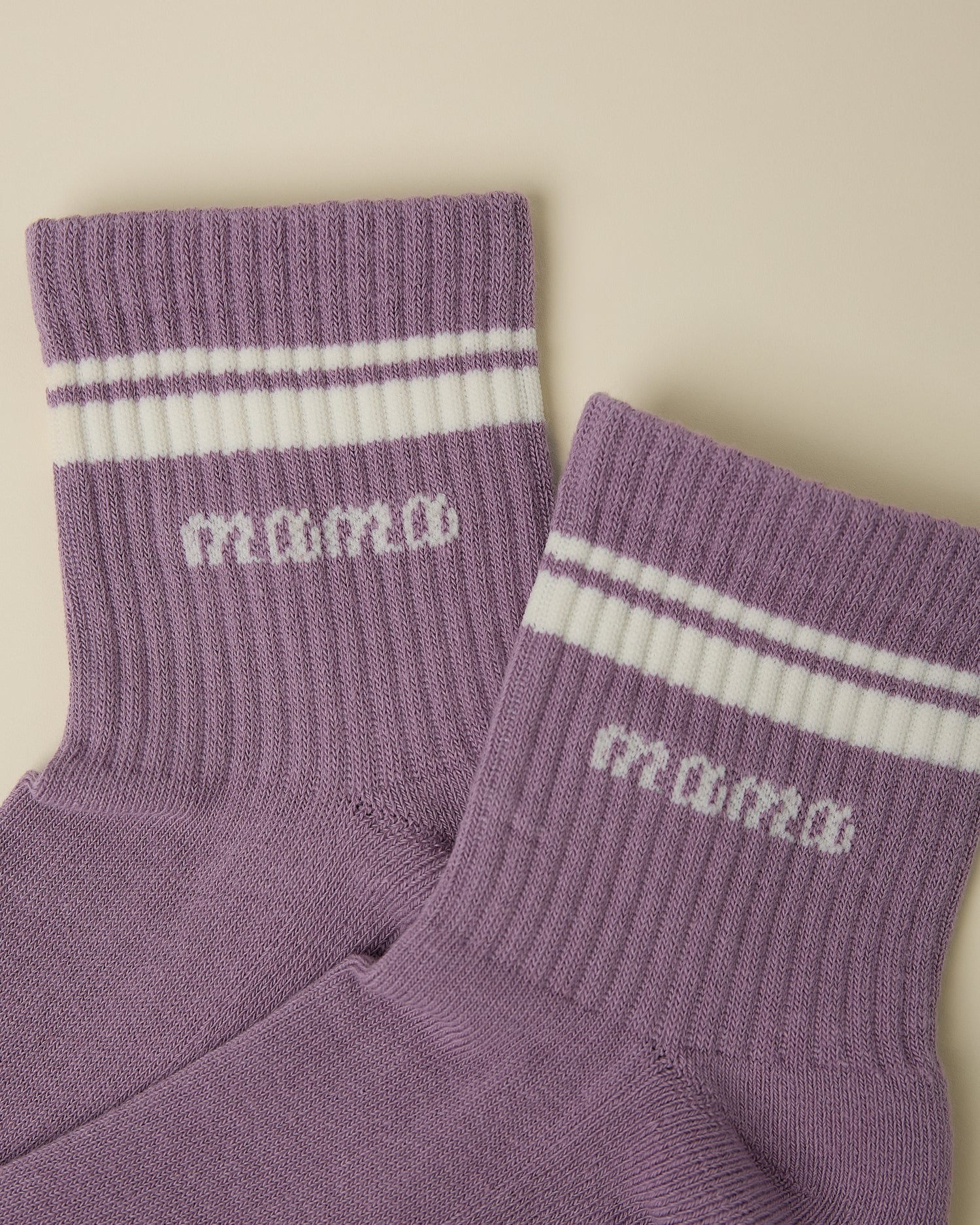 Non-Slip Quarter Crew Socks | Dusty Mauve & Ivory - Image 3