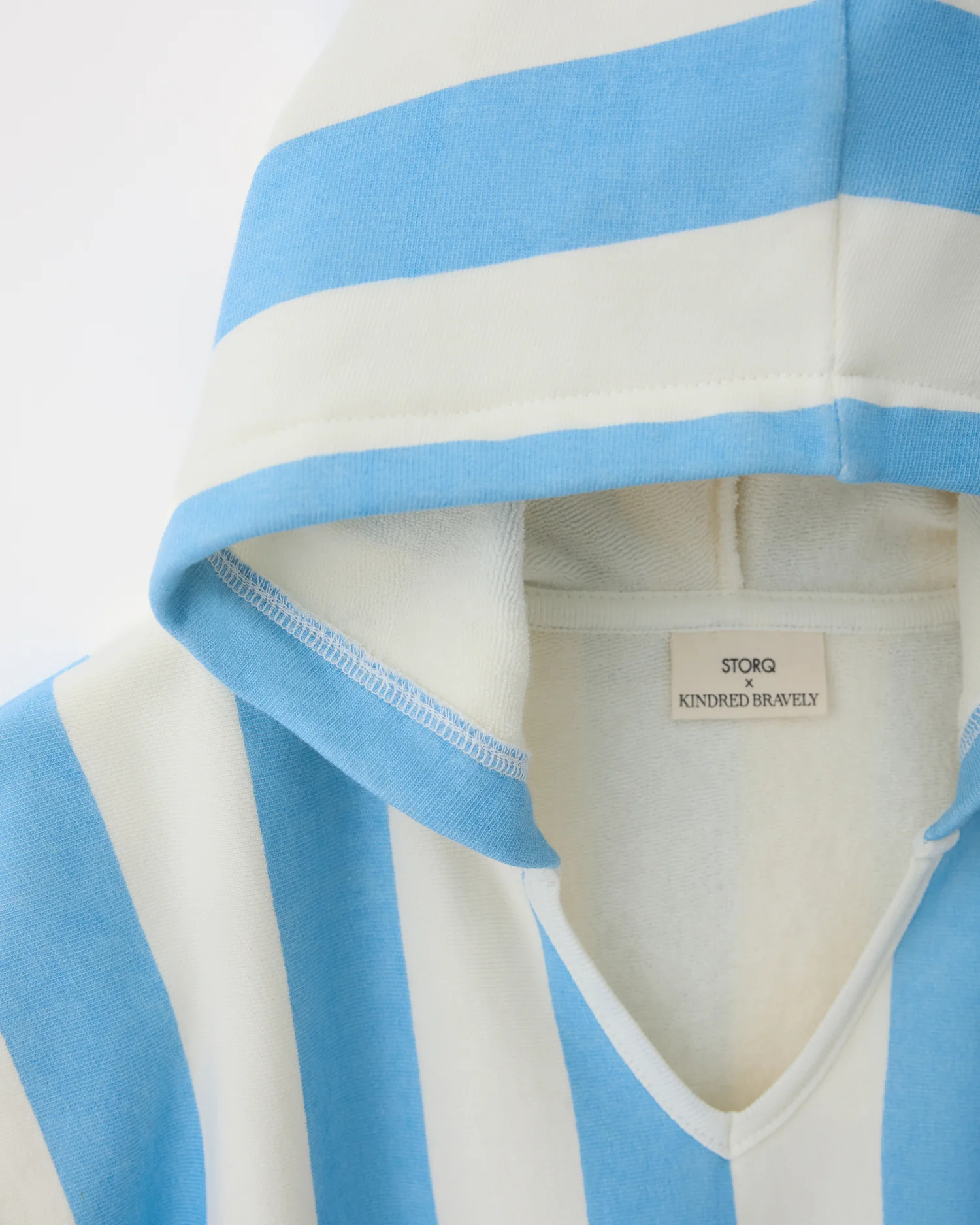 Organic Cotton Toddler Poncho Towel | Blue Wide Stripe - Image 2