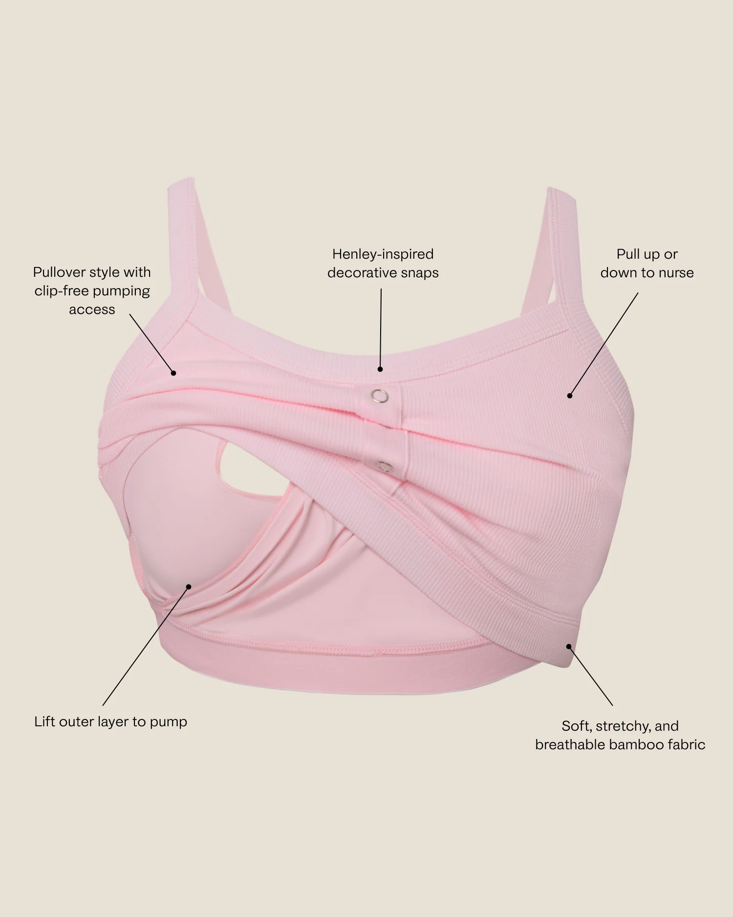 Ribbed Bamboo Pumping Bralette | Pale Pink - Image 6
