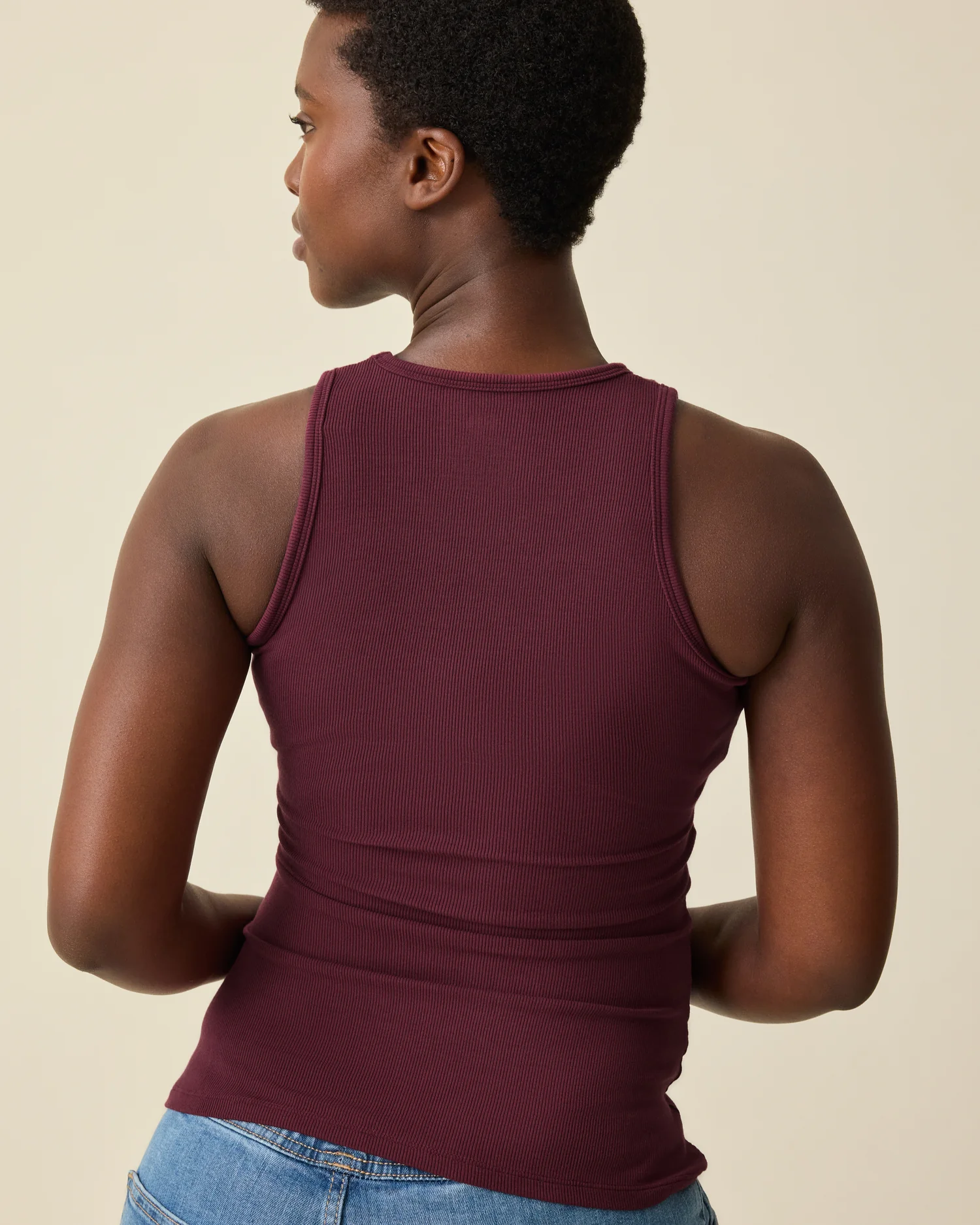 Ribbed Bamboo Racerback Nursing Tank | Deep Burgundy - Image 4