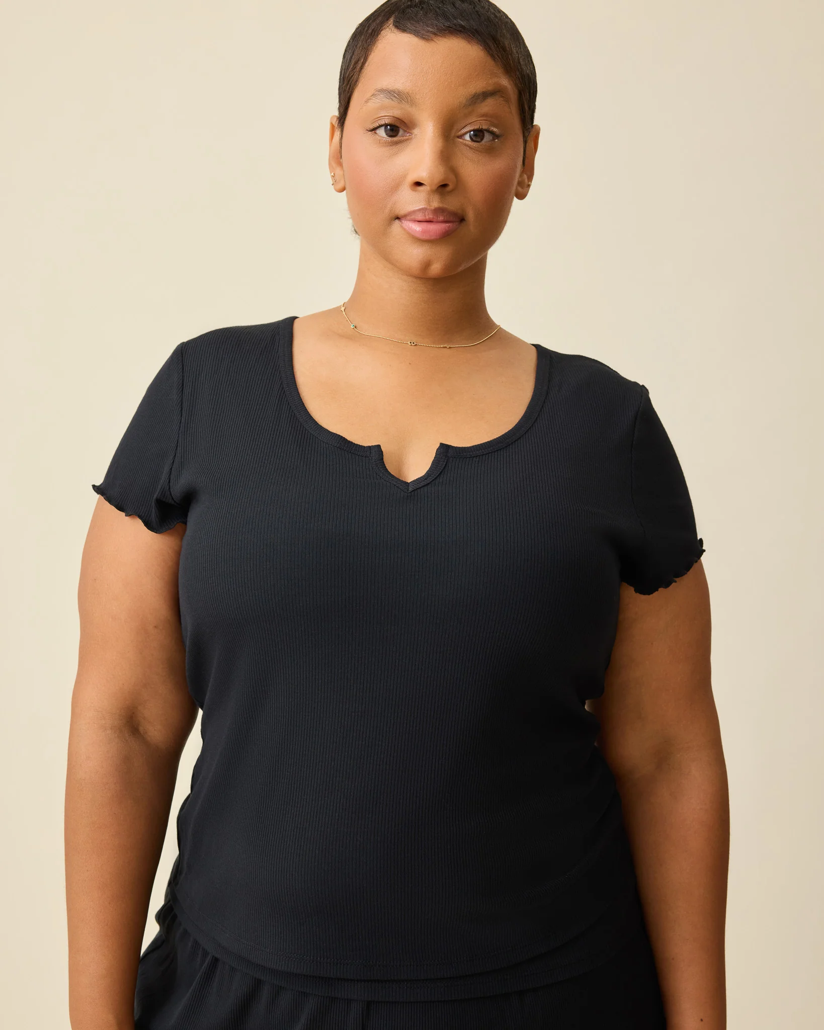 Ribbed Modal Two-Piece Nursing Lounge Set | Black - Image 3