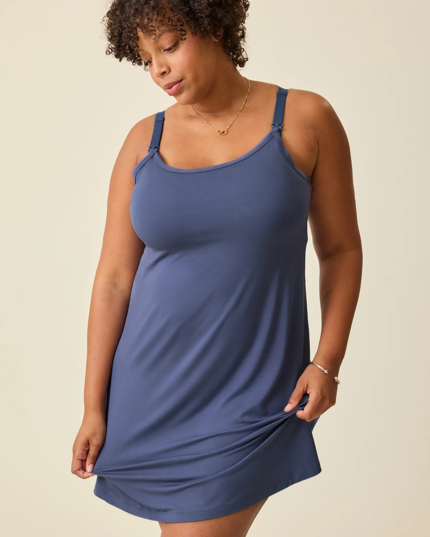 Stella Hands-Free Pumping & Nursing Nightgown | Slate Blue - Image 3