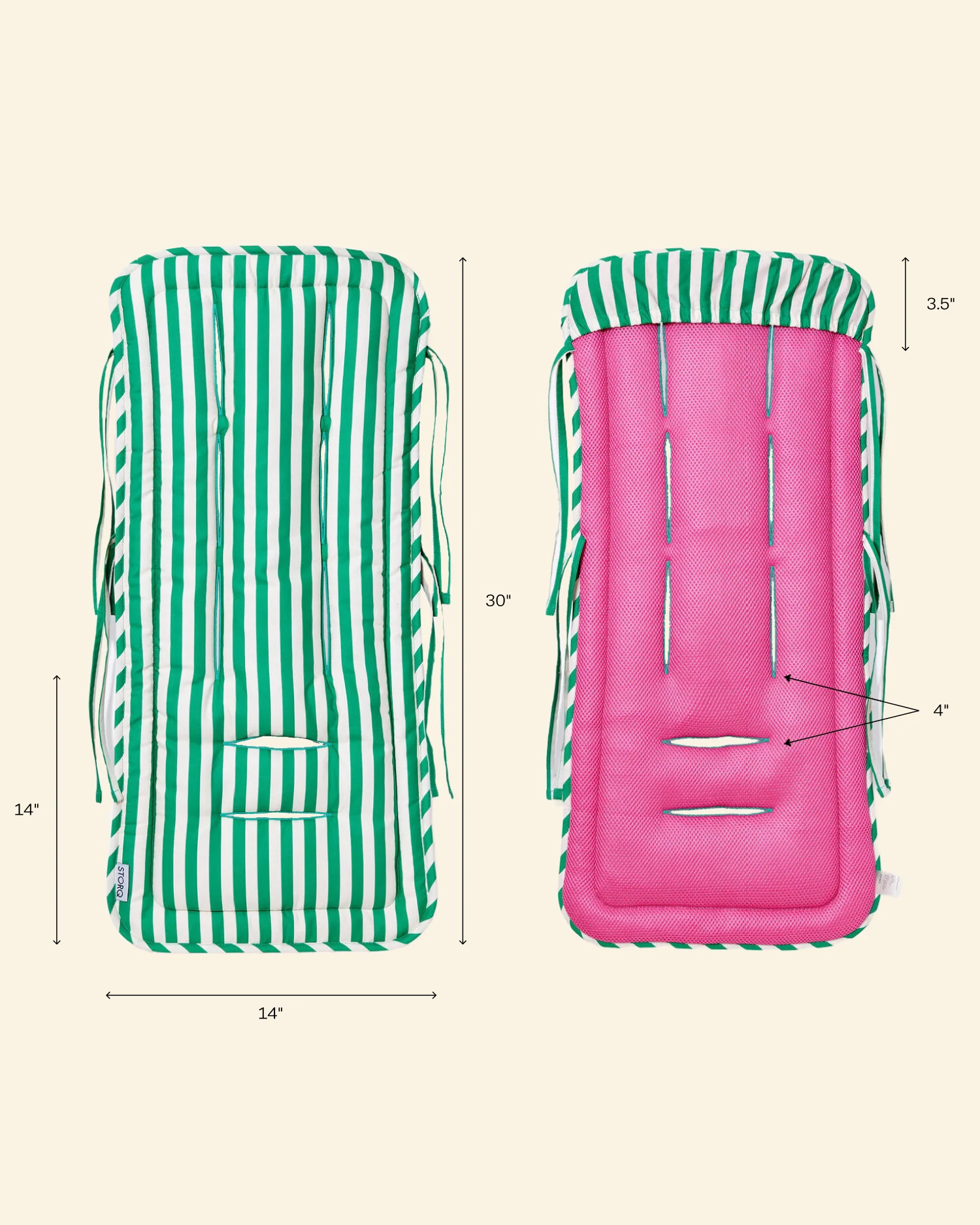 Stroller Party Seat Liner | Green Stripe - Image 7