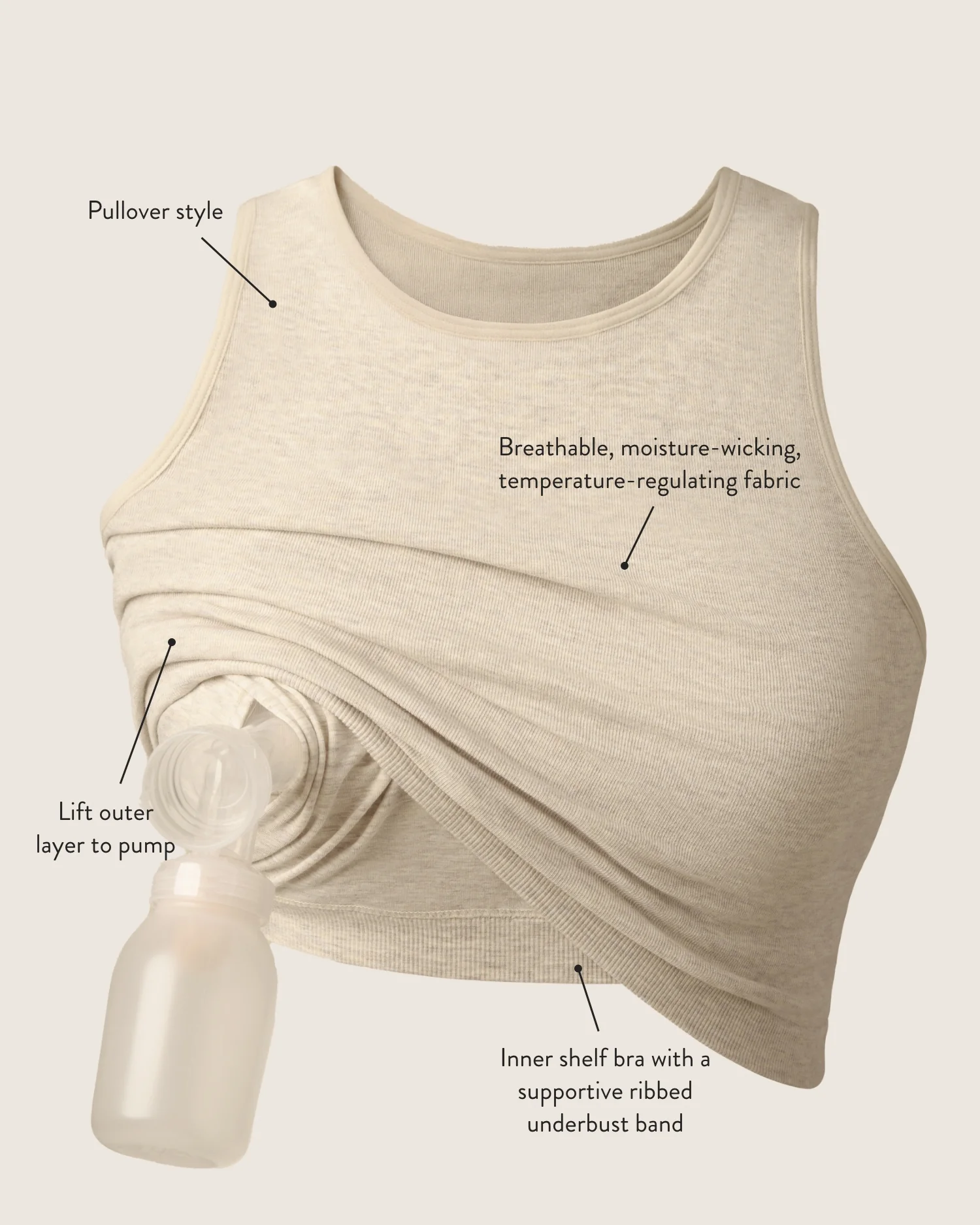 Sublime® Bamboo Hands-Free Pumping Longline Bra Top | Light Mauve - Image 7