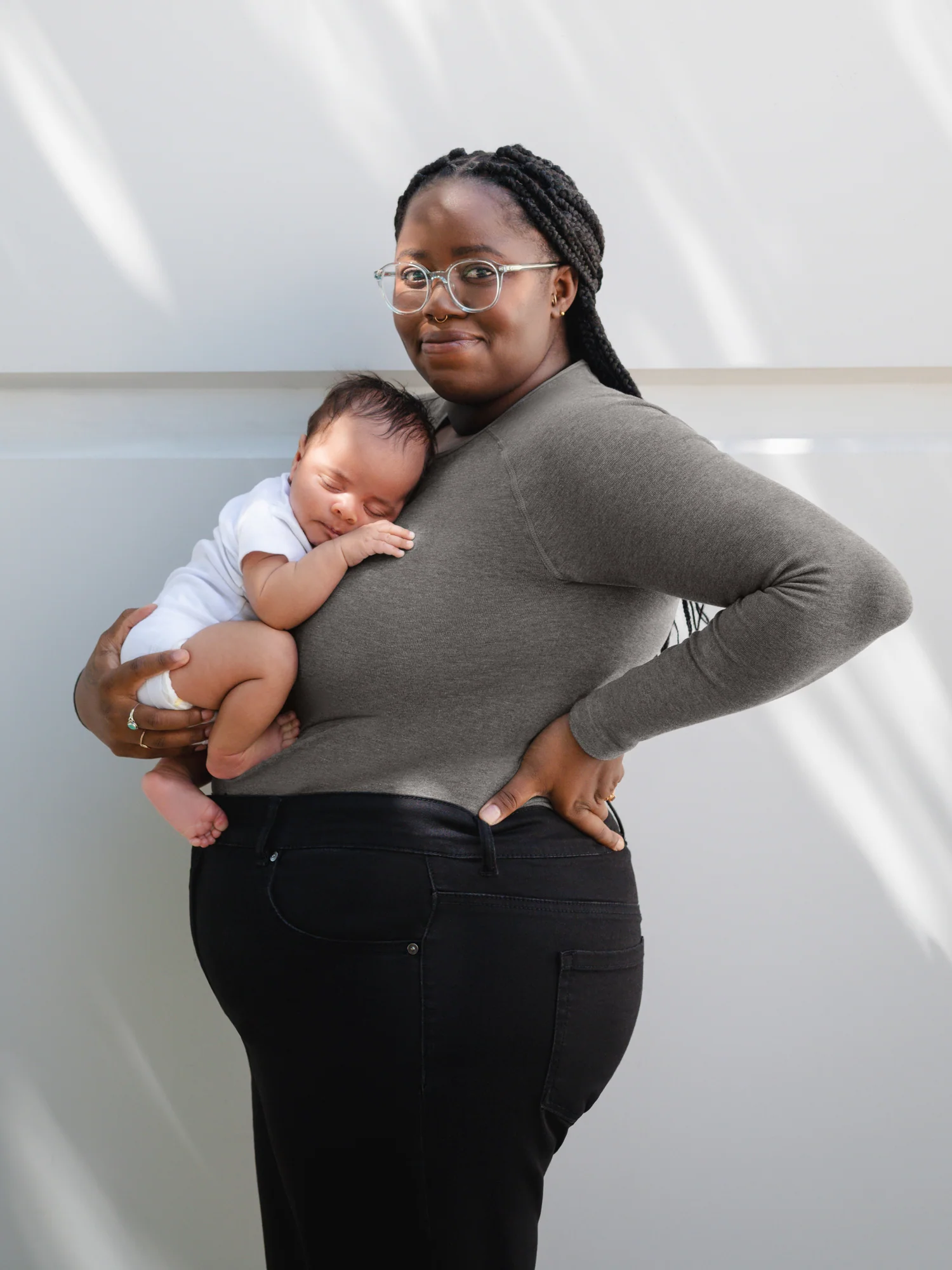 Sublime® Bamboo Maternity & Nursing Cropped Long Sleeve Top | Charcoal - Image 8