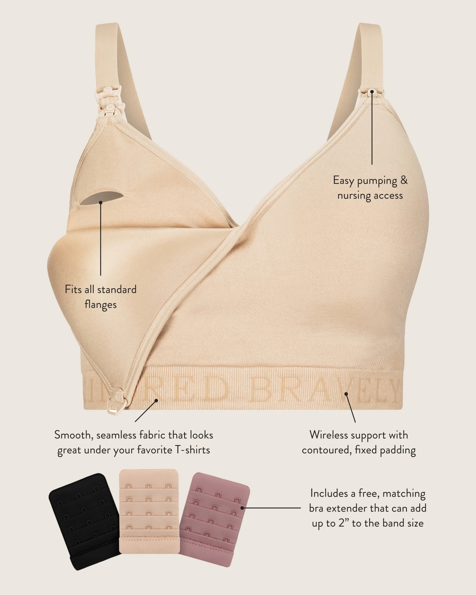 Sublime® Contour Pumping Bra Two-Pack | Beige & Black - Image 6