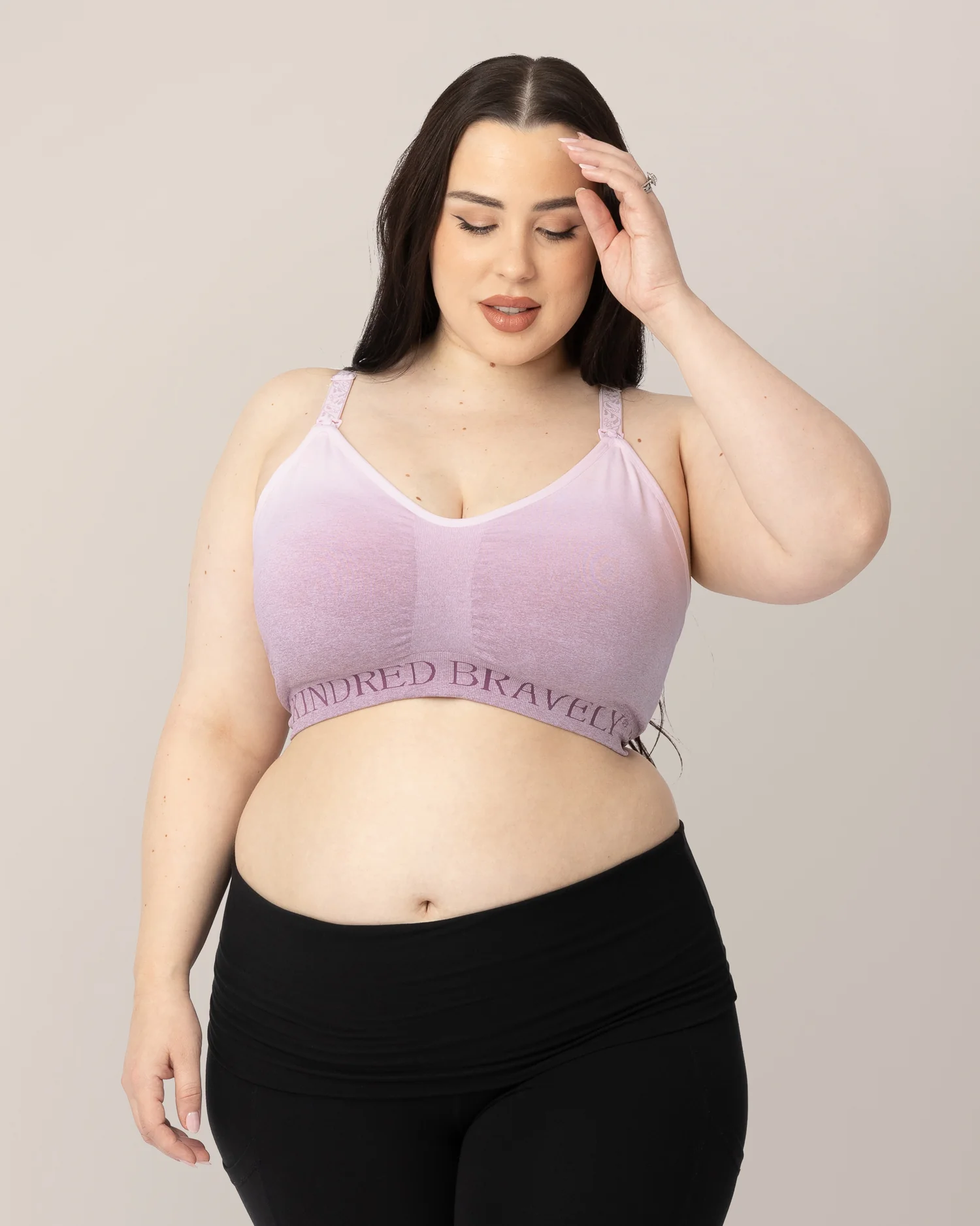 Sublime® Hands-Free Pumping & Nursing Sports Bra | Ombre Purple - Image 4